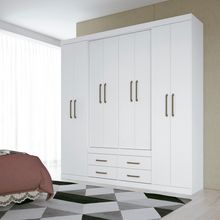Guarda-Roupa Casal Napoles Branco com 8 Portas e 4 Gavetas