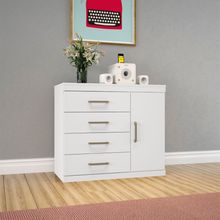 Cômoda Sapateira 1 Porta 4 Gavetas Plus Santos Andirá Branco