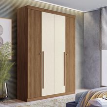 Guarda-Roupa Solteiro Buriti Jatobá/Areia com 4 Portas e 2 Gavetas