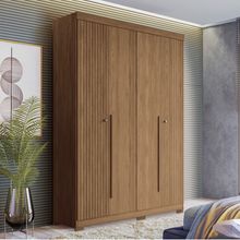 Guarda-Roupa Solteiro Buriti Jatobá com Pés, 4 Portas e 2 Gavetas