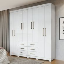 Guarda Roupa Casal com Pés 8 Portas 6 Gavetas Liverpool Santos Andirá Branco