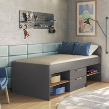 Cama New Conect Grafite Jatobá com 2 Gavetas