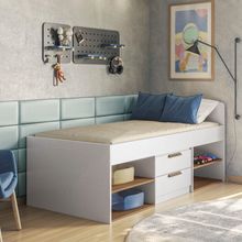 Cama New Conect Branca Tx Jatobá com 2 Gavetas