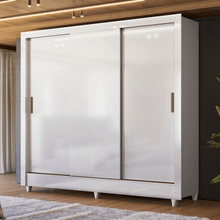 Guarda-Roupa Casal França Branco com Pés, 3 Portas de Correr e 2 Gavetas