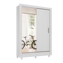 Guarda-Roupa Bélgica Branco com Porta de Correr e Espelho