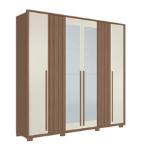 GUARDA ROUPA COIMBRA 06 PORTAS COM ESPELHO E PES JATOBA AREIA SANTOS ANDIRA