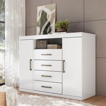 Cômoda Master Branca com 2 Portas e 4 Gavetas