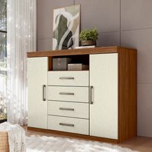 Cômoda Master Jatobá/Areia com 2 Portas e 4 Gavetas